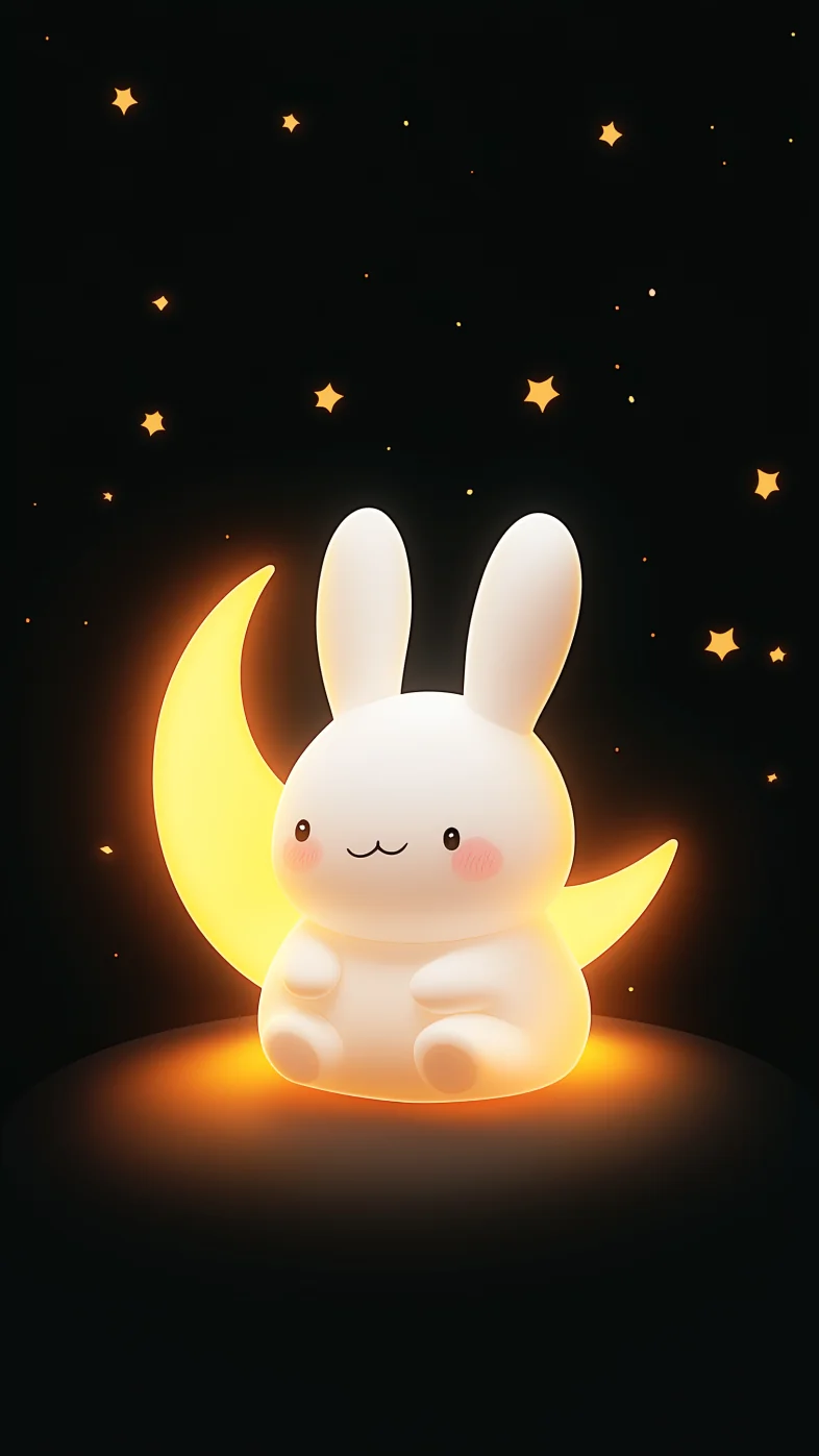 bunny and glowing moon wallpaper