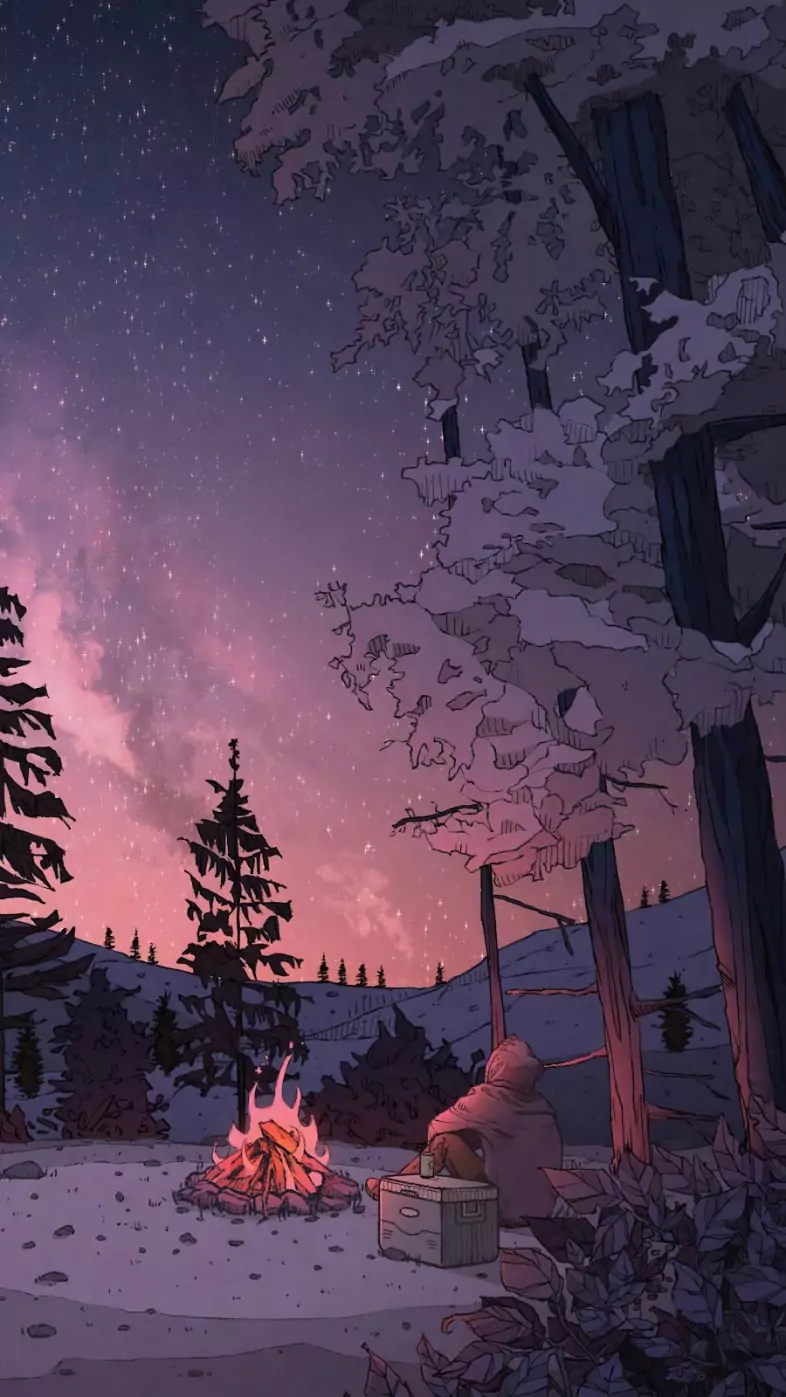 camping alone bonfire wallpaper