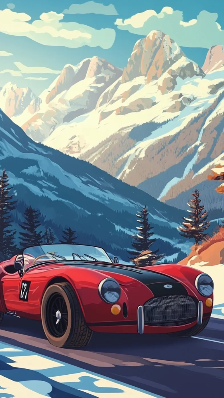 car red and black on a mountain wallpaper