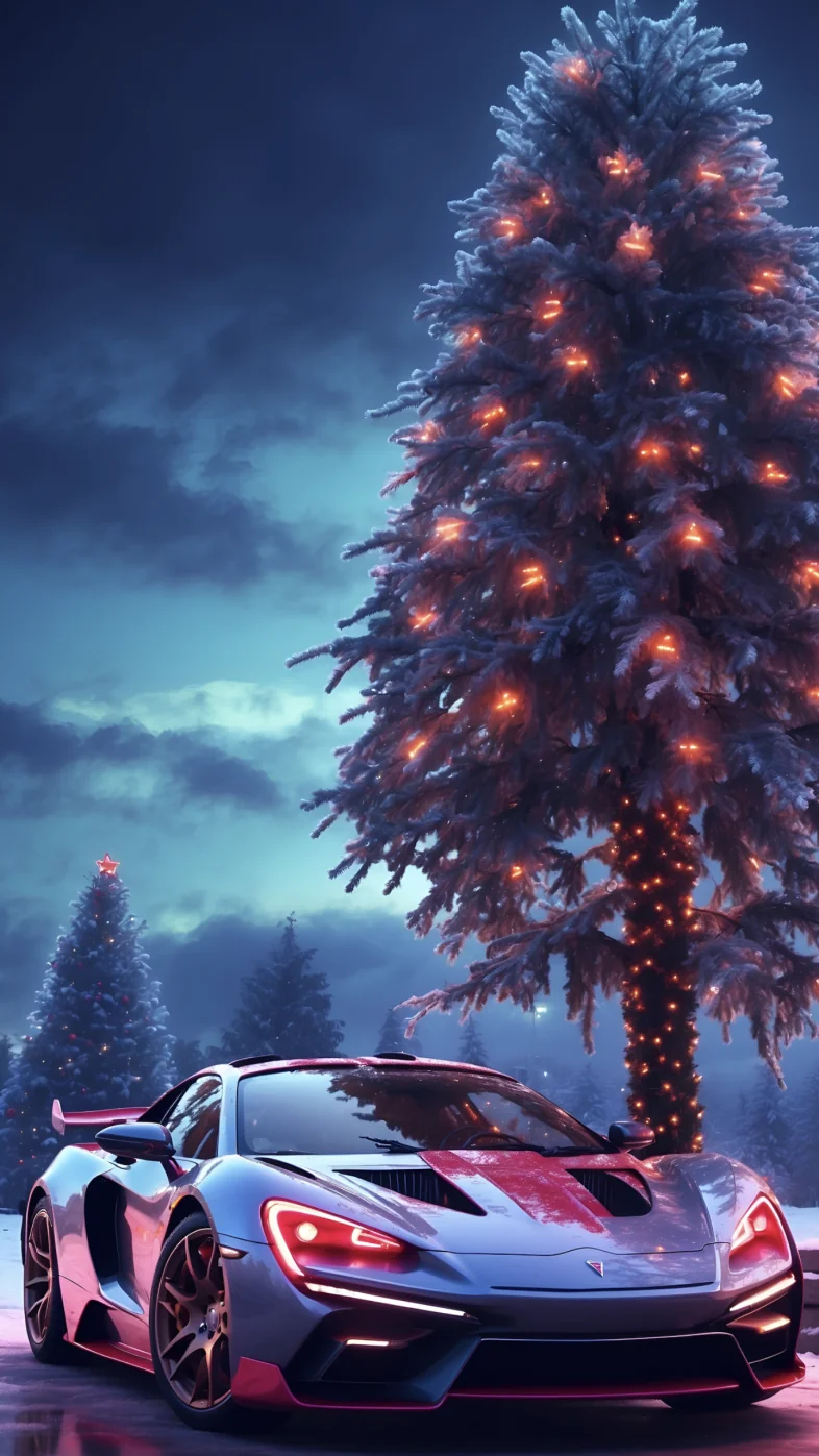 car snow winter lights wallpaper