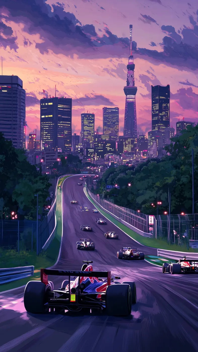 cars race road city wallpaper