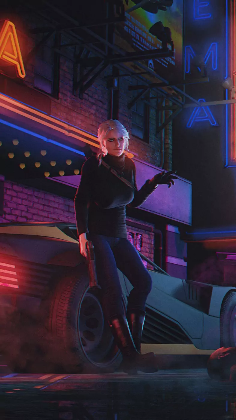 ciri in cyberpunk game wallpaper