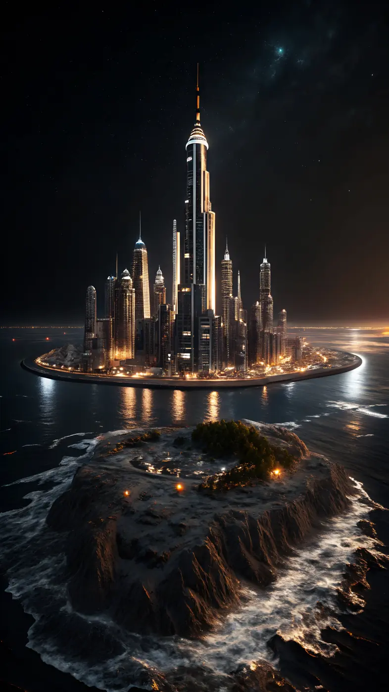 city islands sea lights wallpaper