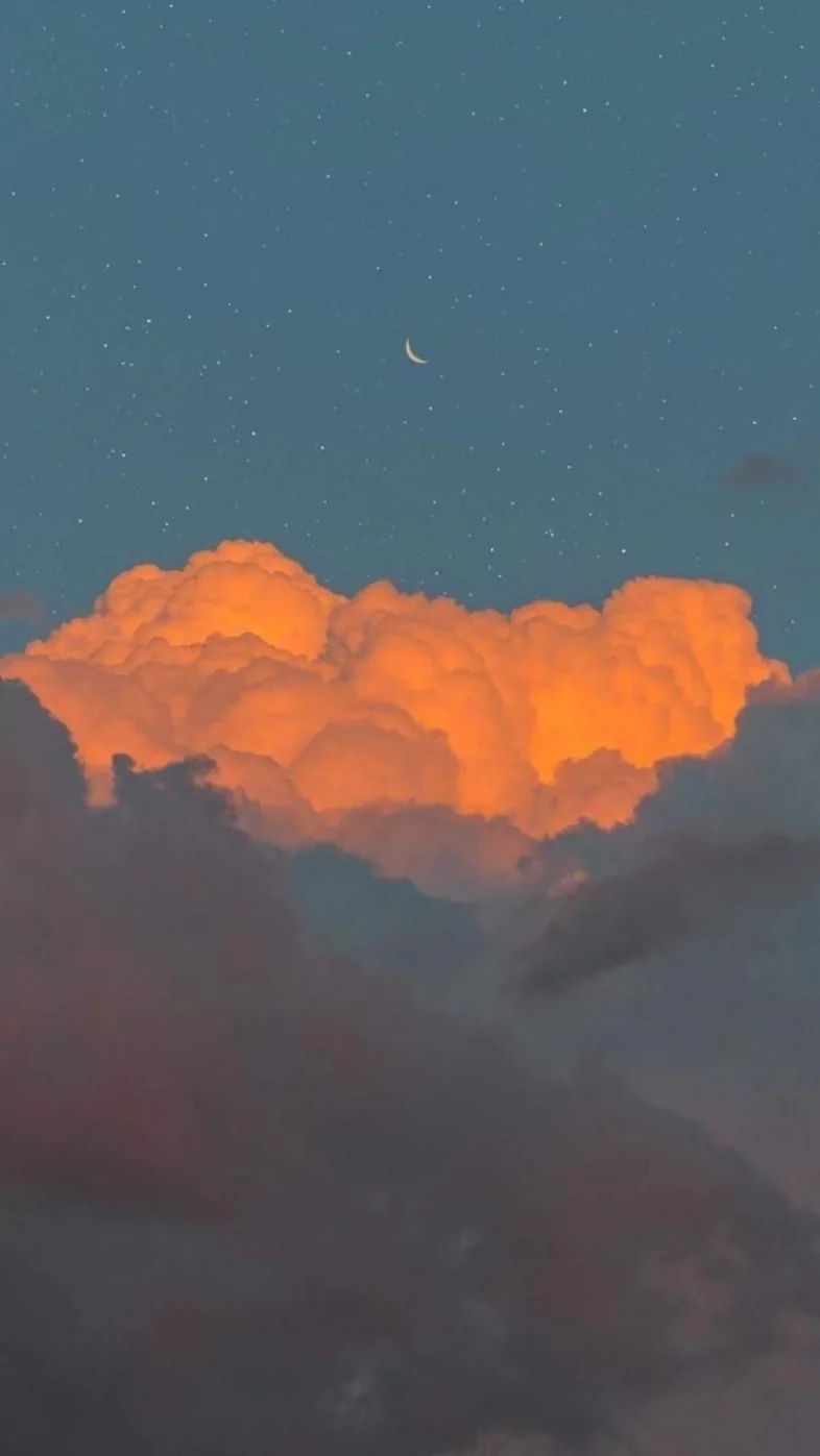 clouds aesthetic sky stars moon wallpaper