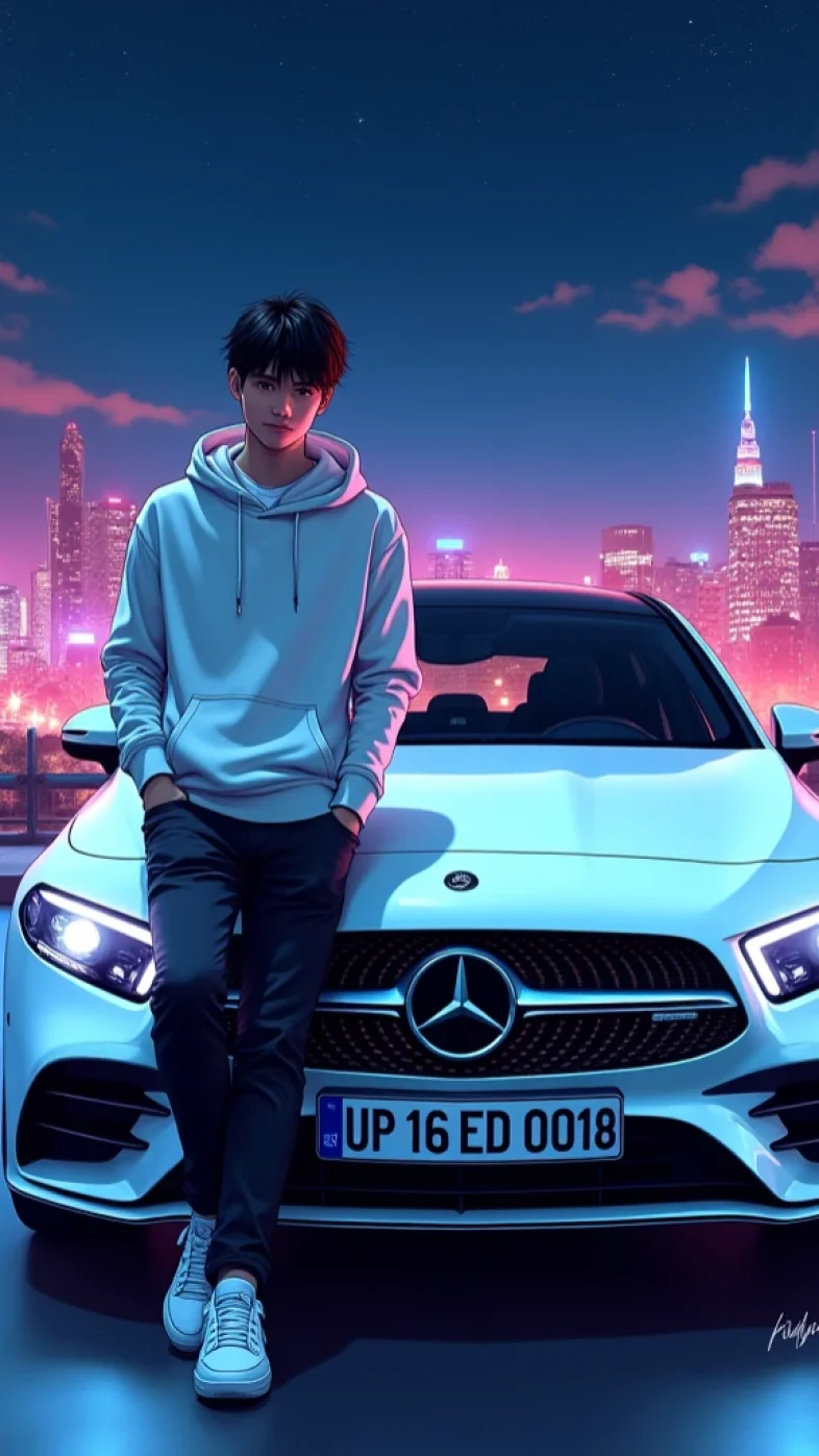 cool boy with car wallpaper