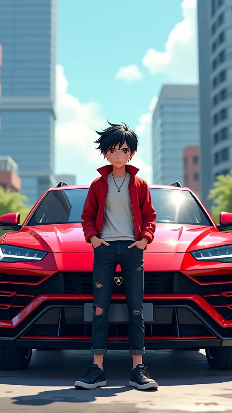 cool boy with car wallpaper
