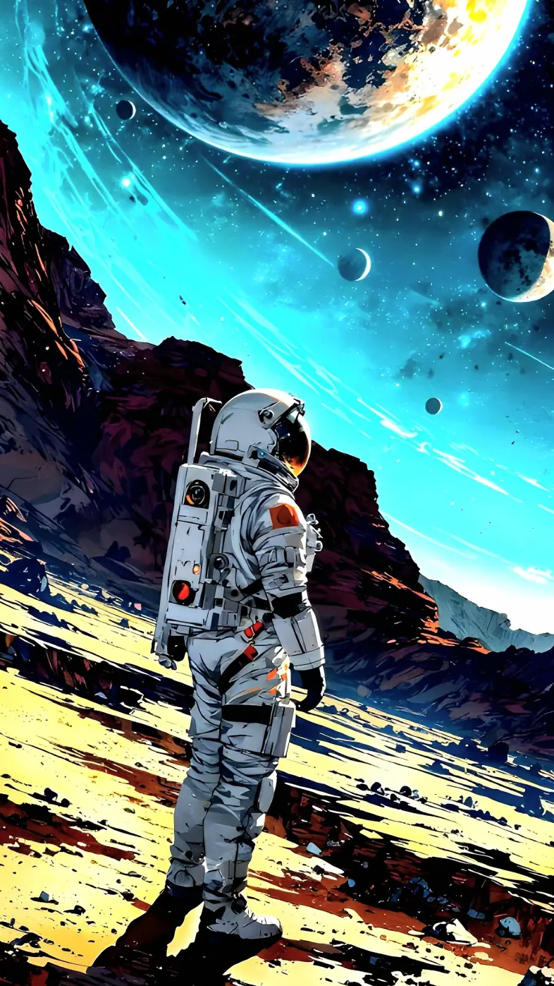 cosmonaut earth space planet art  wallpaper