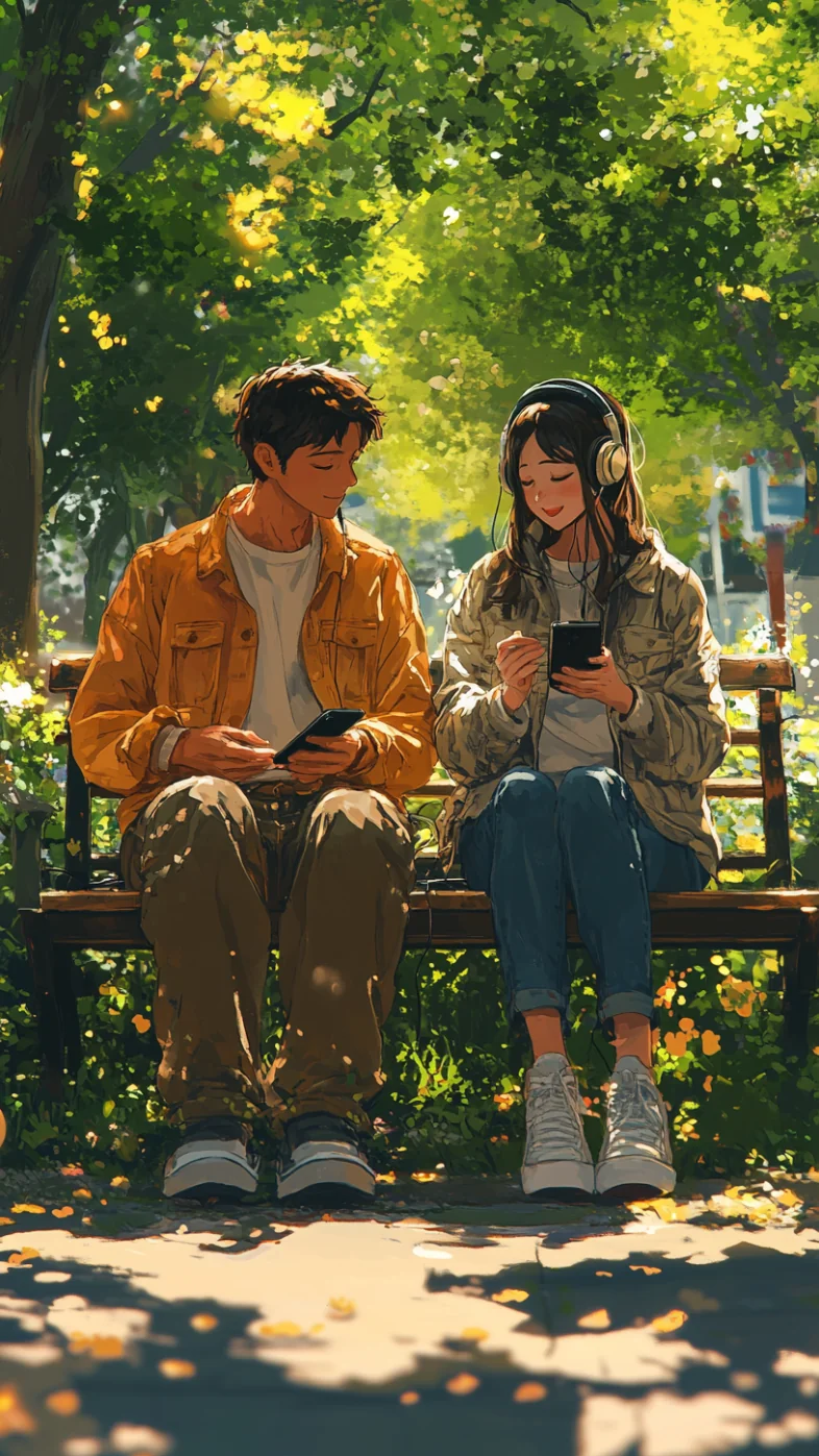 couple listening music wallpaper
