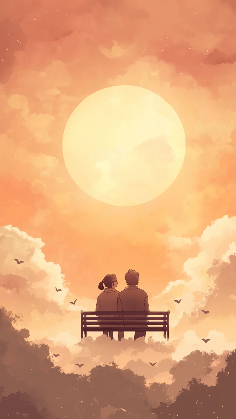 couple sitting on a cloud wallpaper