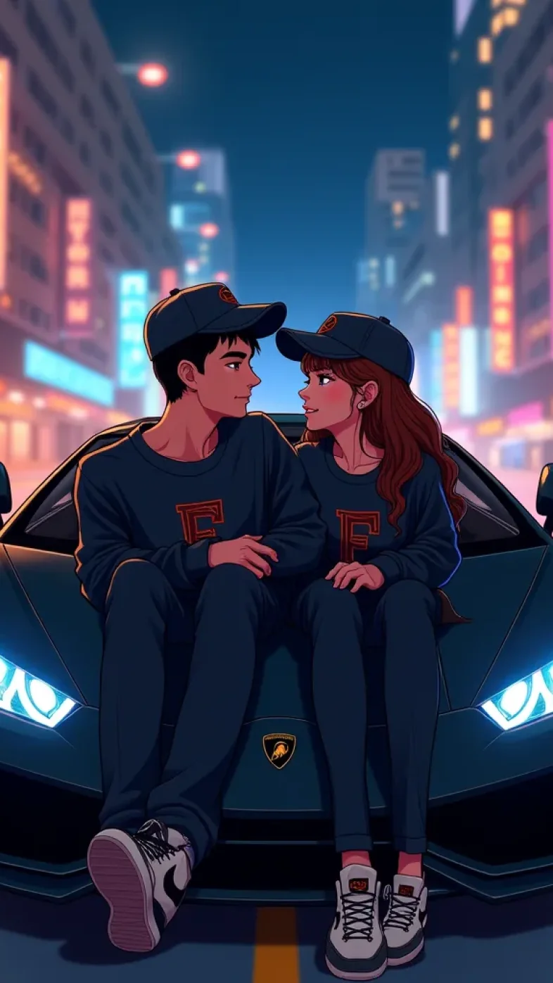 couple with car wallpaper