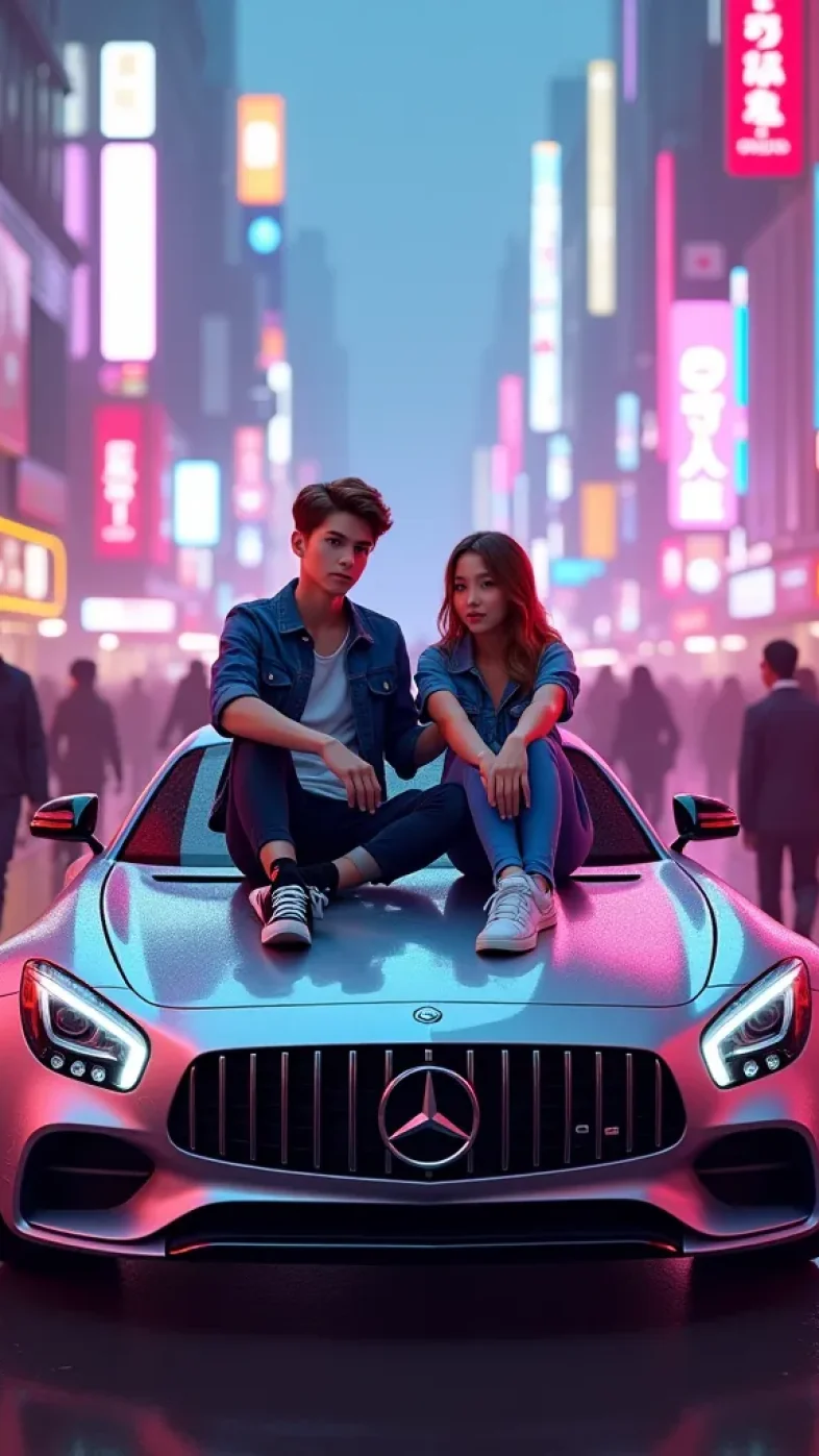 couple with car wallpaper