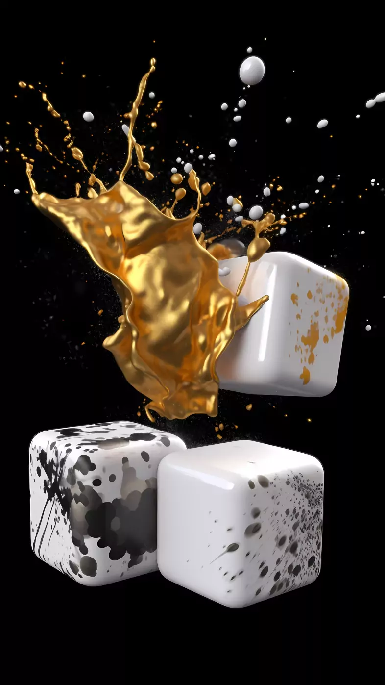 cubes liquid gold volume 3d wallpaper