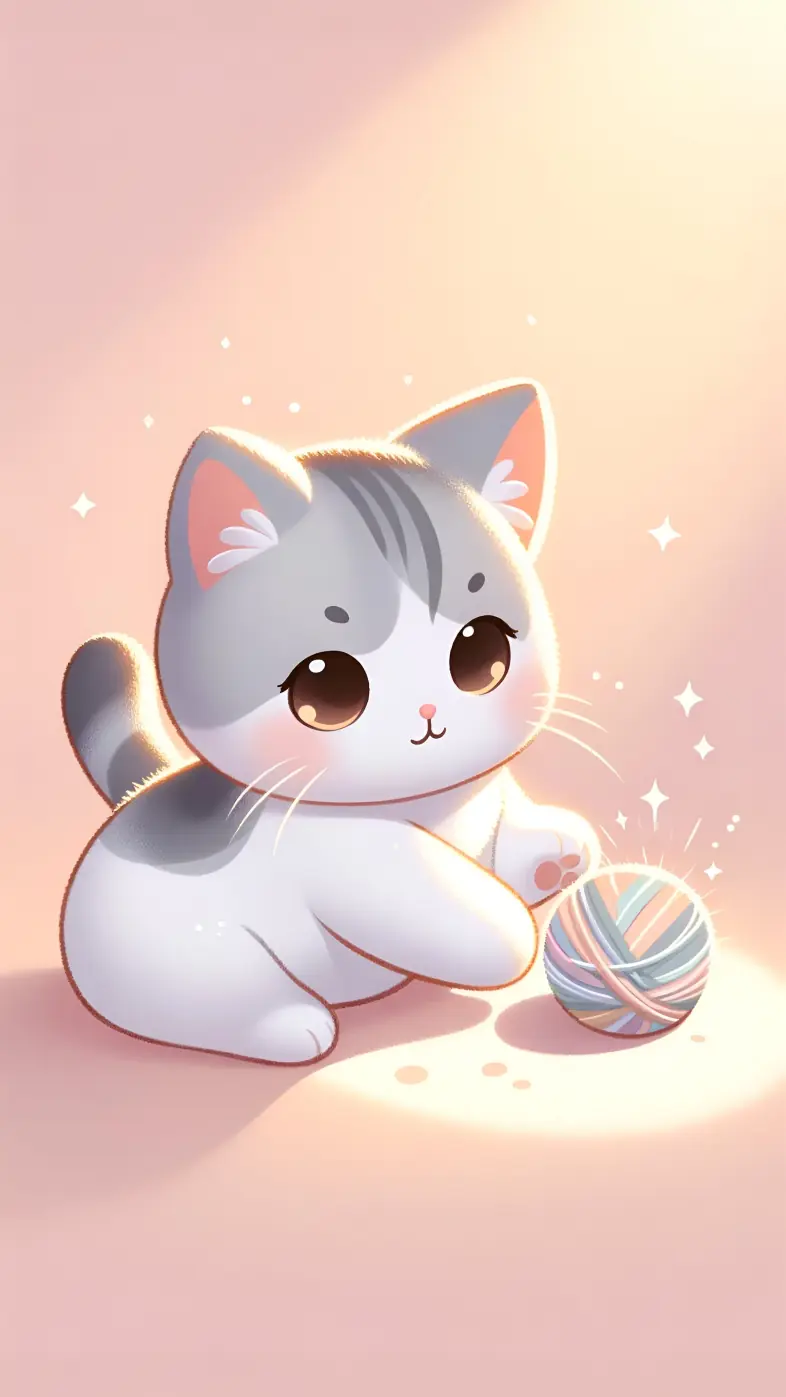 cute cat and ball wallpaper