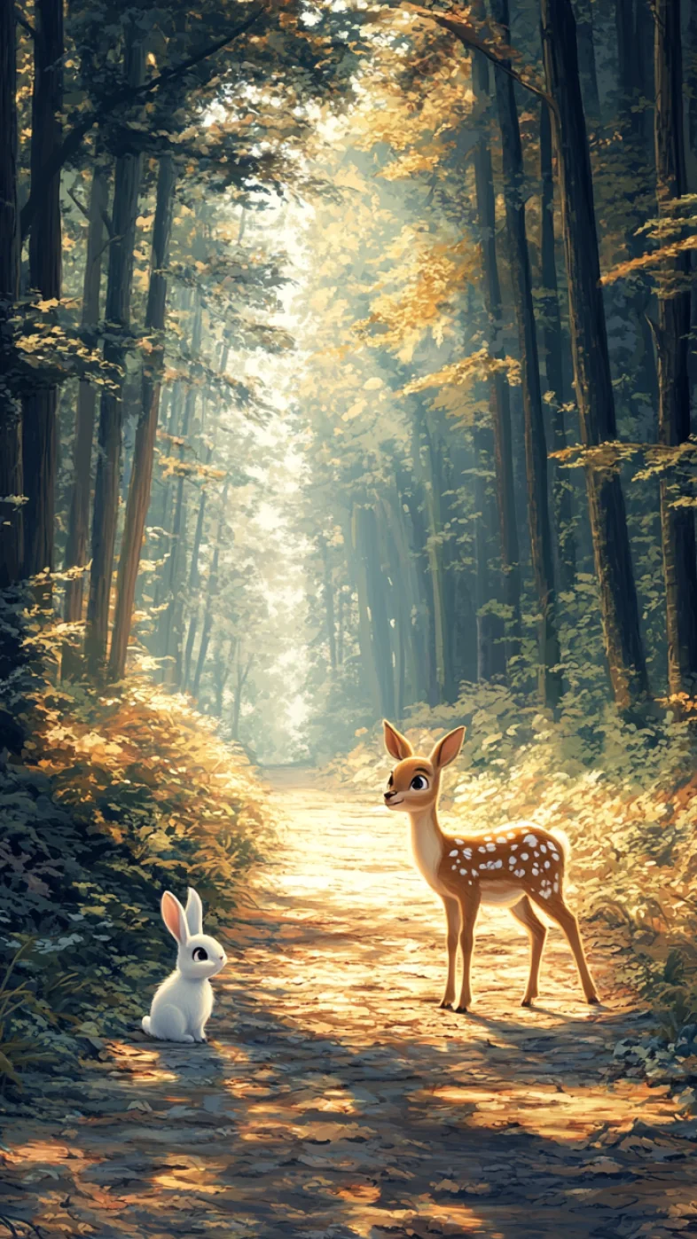cute deer and bunny wallpaper