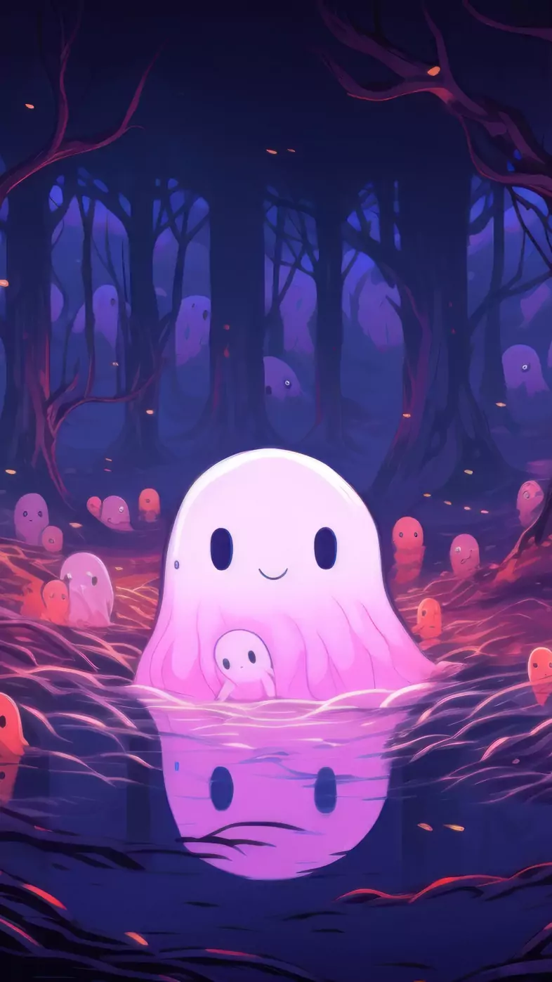 cute ghost forest halloween wallpaper
