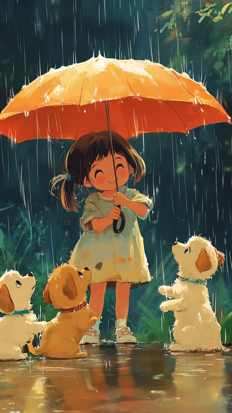 cute girl with dogs wallpaper