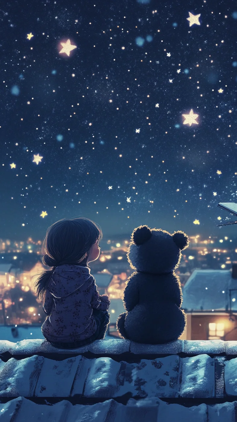 cute girl with teddy art wallpaper