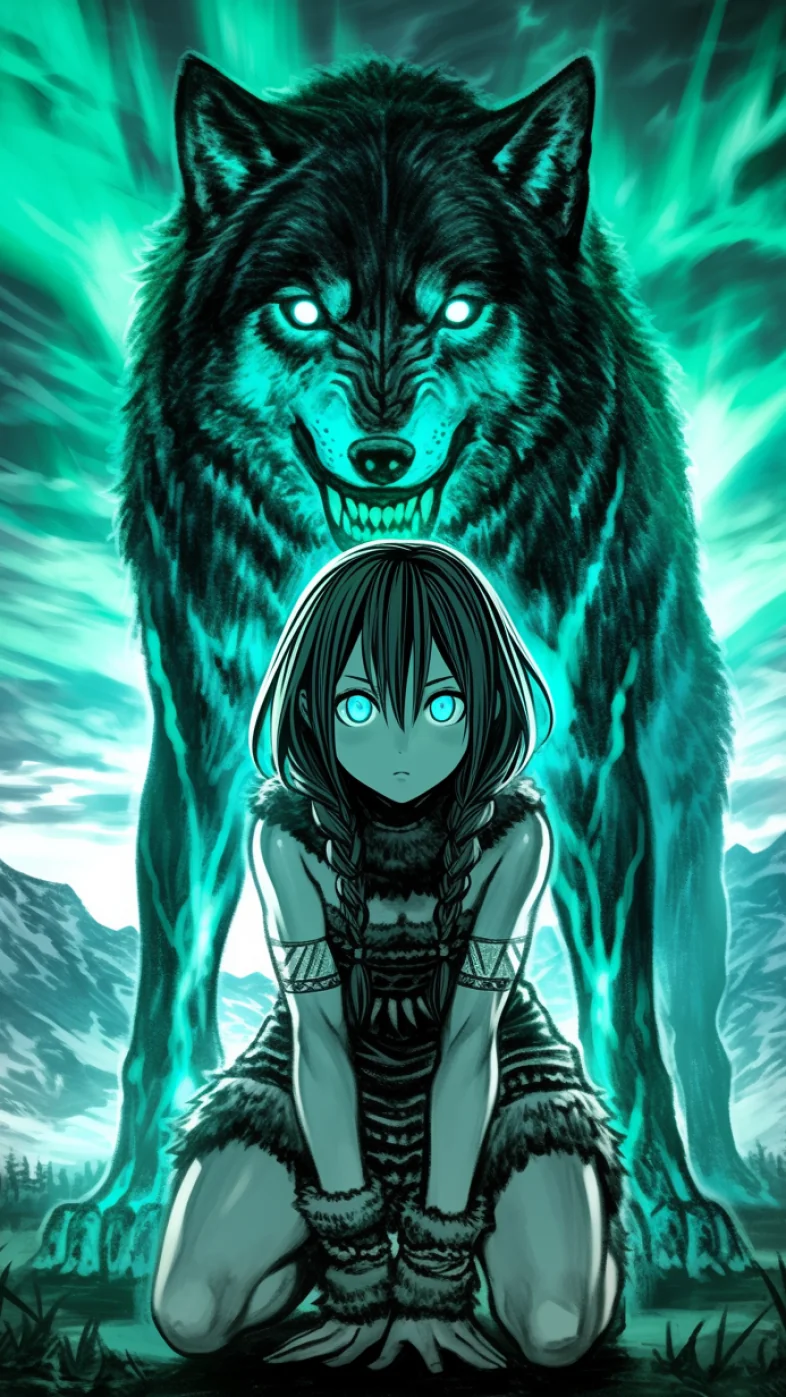 cute girl with wolf wallpaper