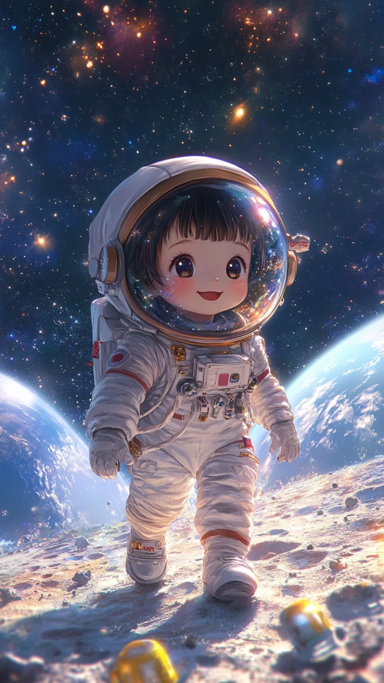 cute little girl astronaut wallpaper