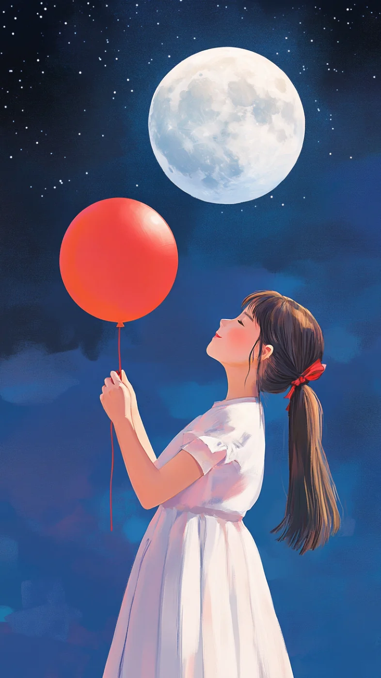 cute thai girl holding red balooon  wallpaper
