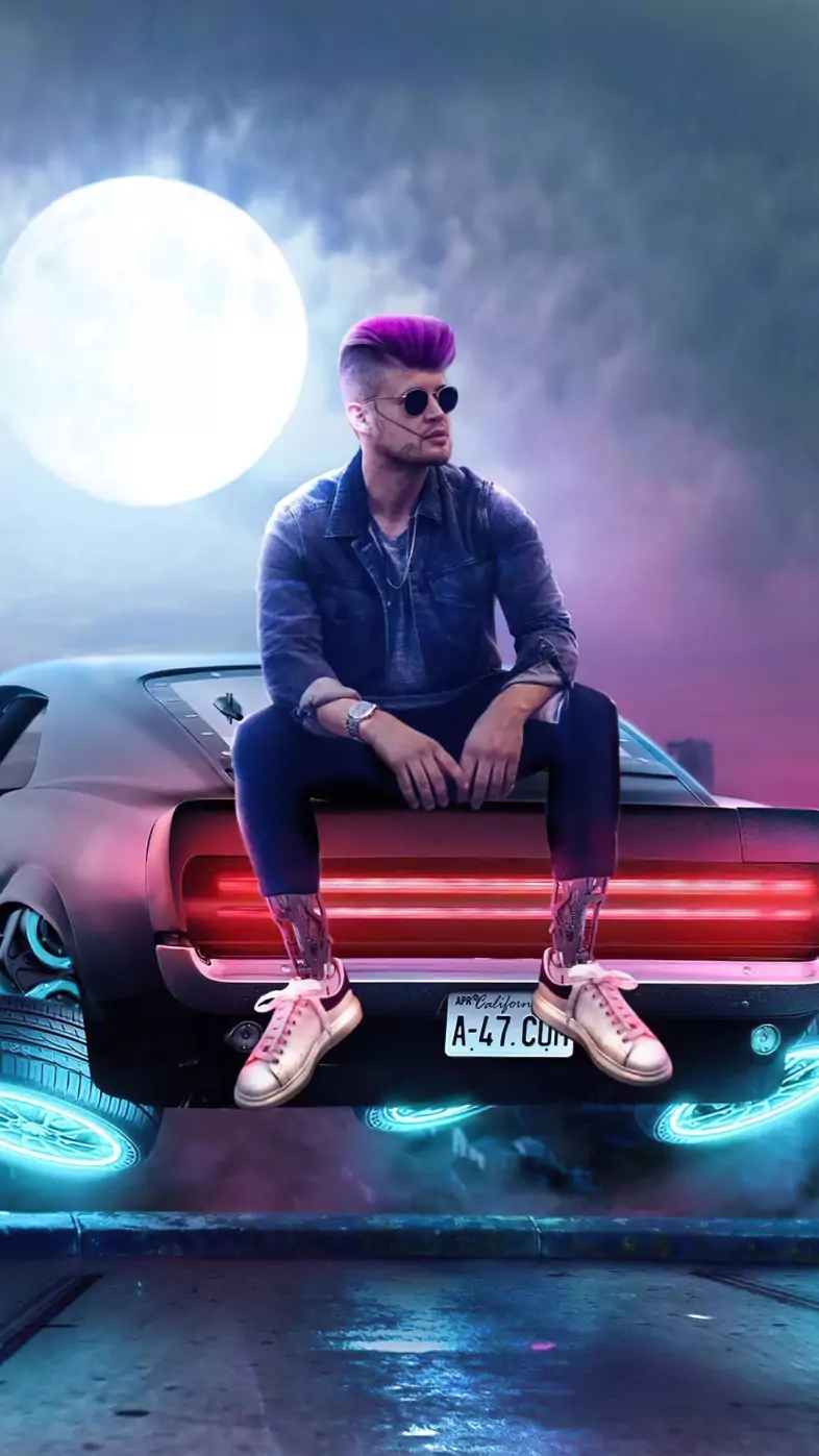 cyber boy on hover car wallpaper
