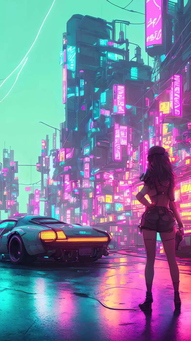 cyber cars and girls  wallpaper