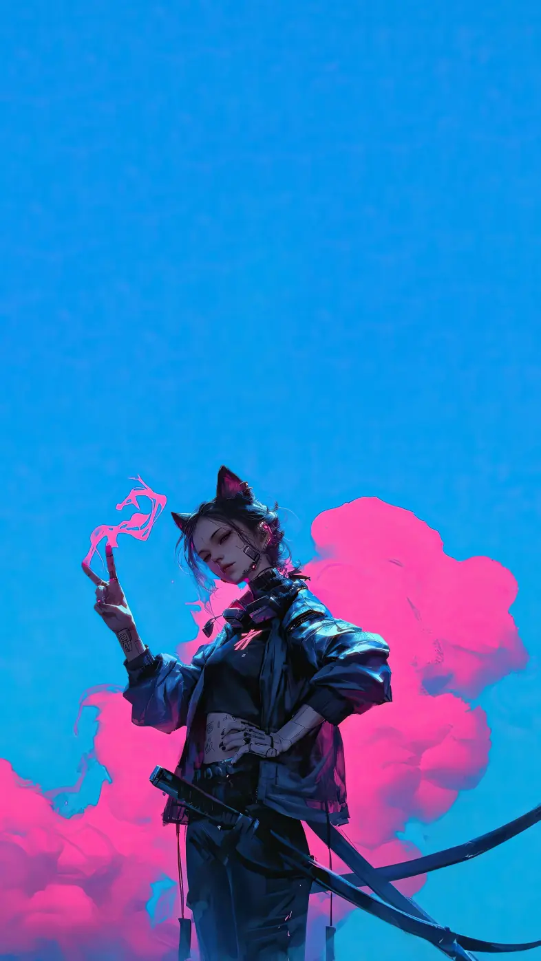 cyber cat neon wallpaper