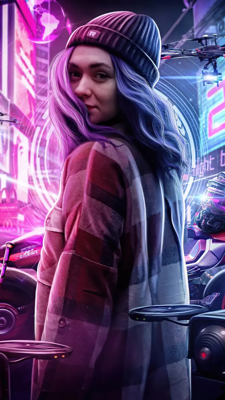 cyber girl hat winter wallpaper