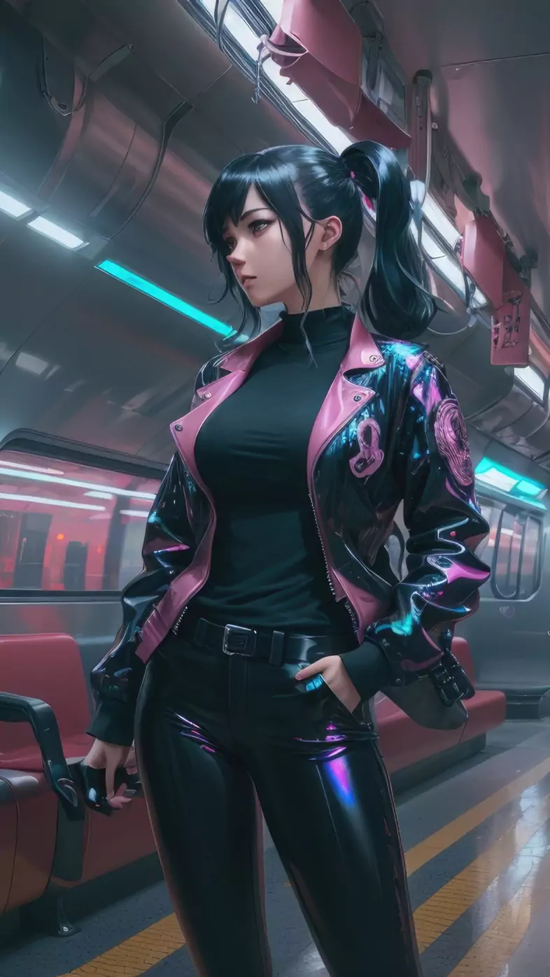 cyber girl in train game wallpaper