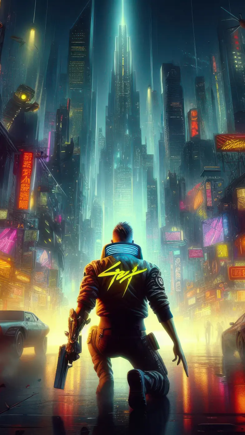 cyber guy in cyberpunk game wallpaper