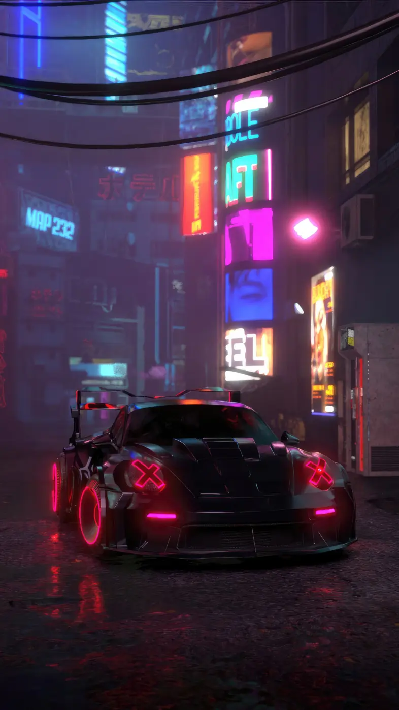 cyber porsche car wallpaper