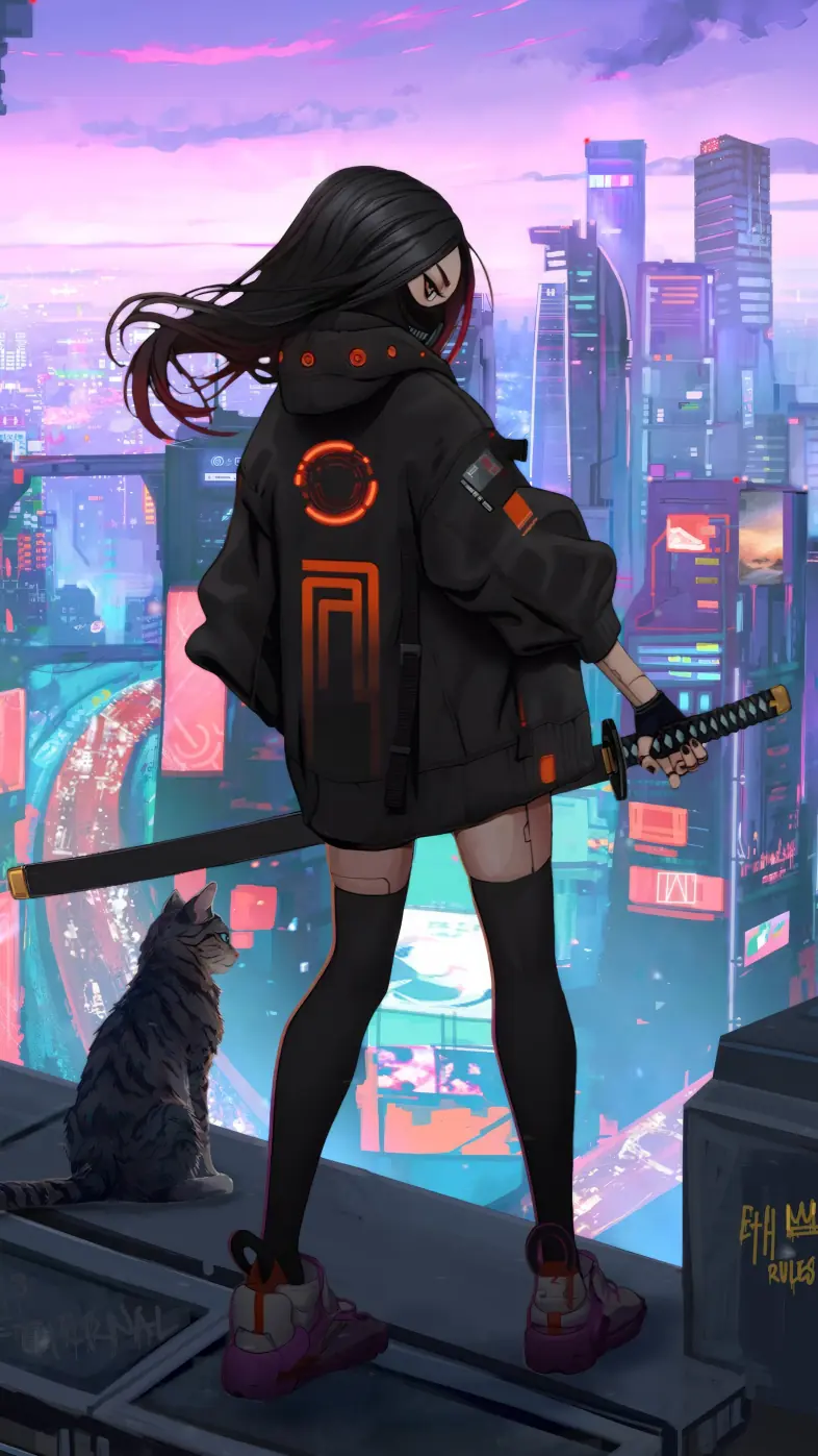 cyberpunk anime girl wallpaper