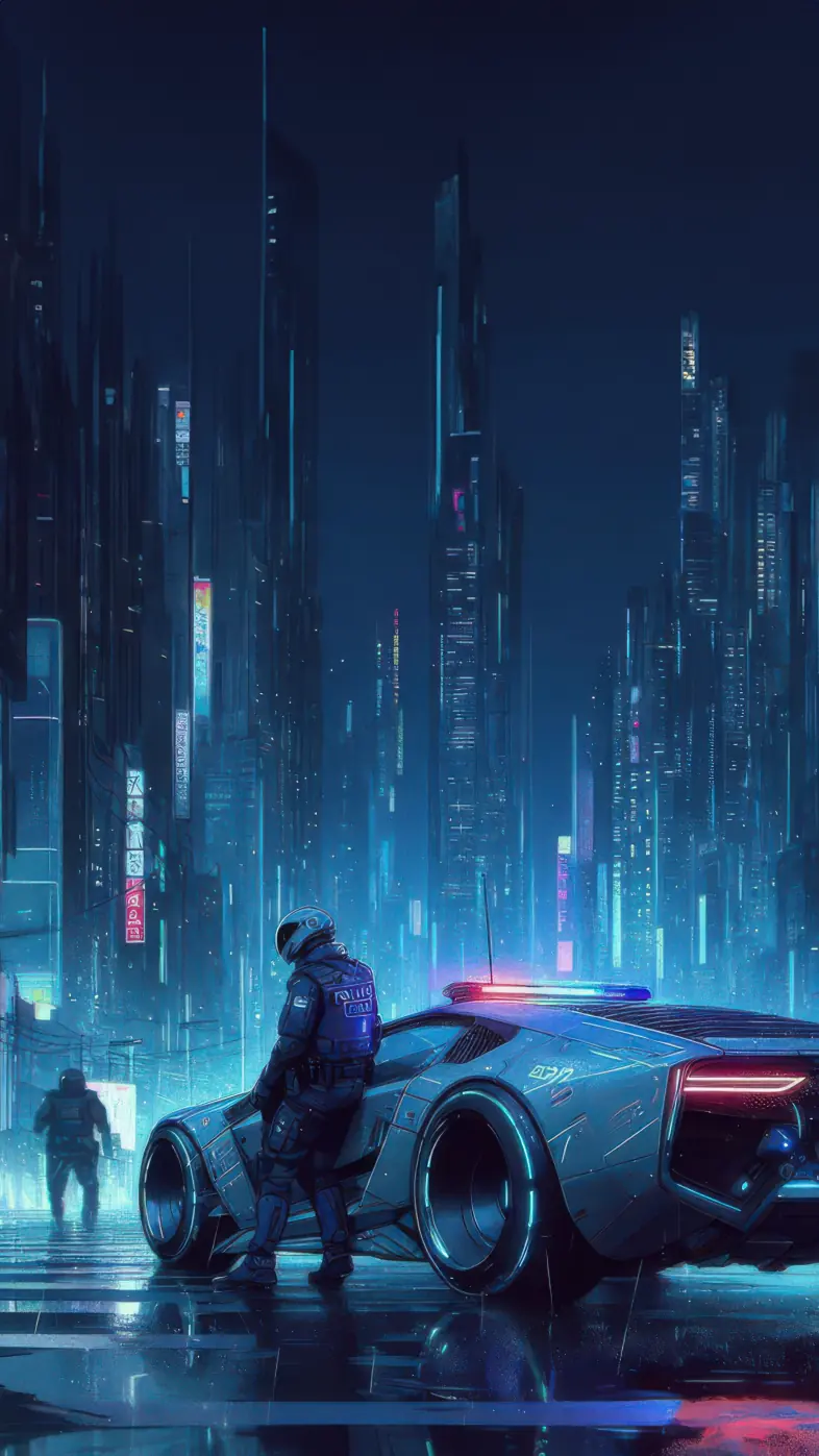 cyberpunk car in motion wallpaper