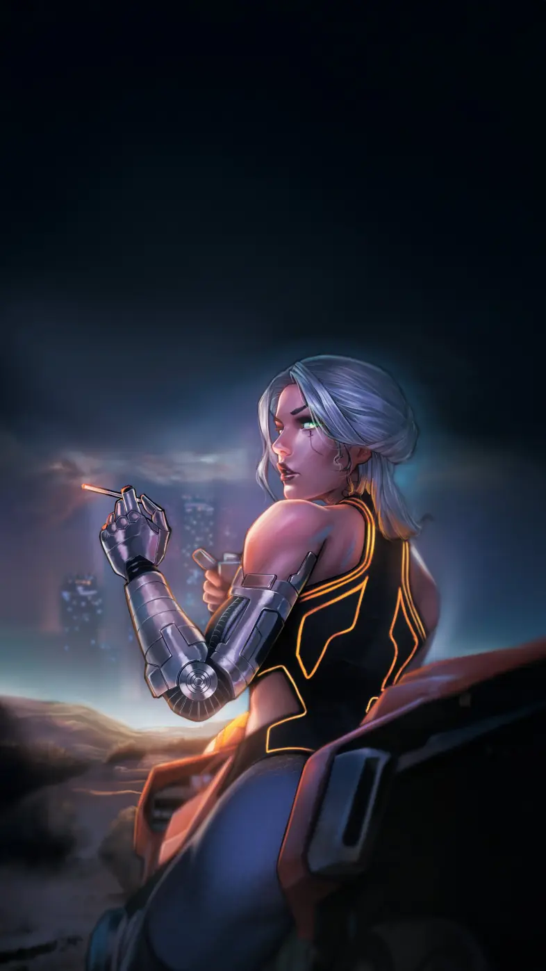 cyberpunk gamer girl  wallpaper
