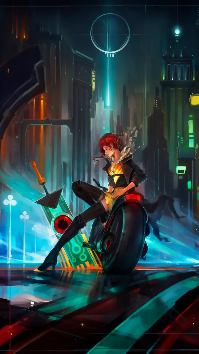 cyberpunk girl bike wallpaper