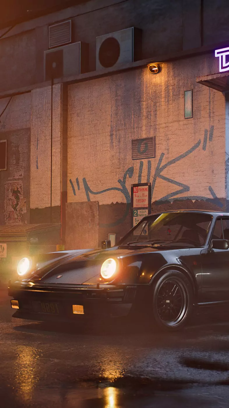 cyberpunk porsche samurai car wallpaper