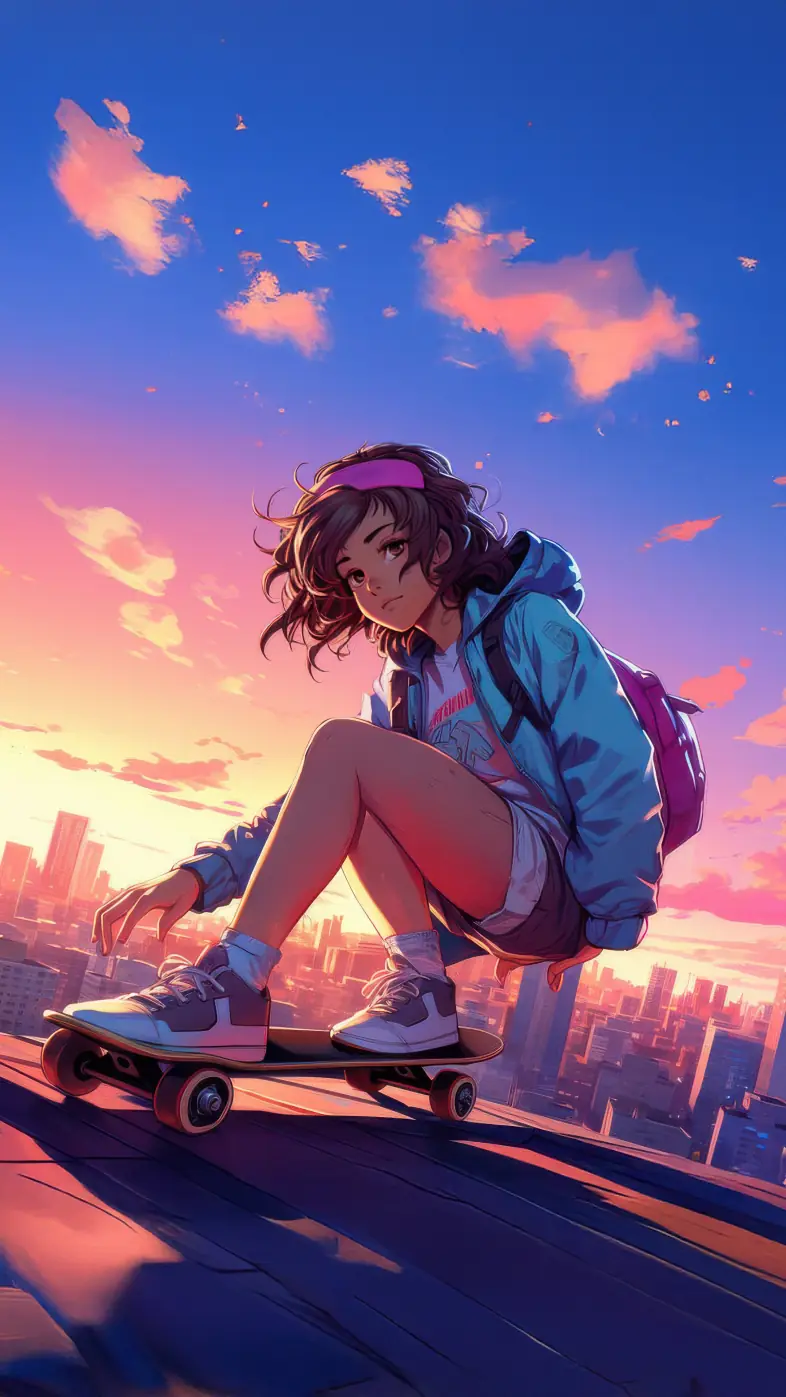cyberpunk skater girl wallpaper