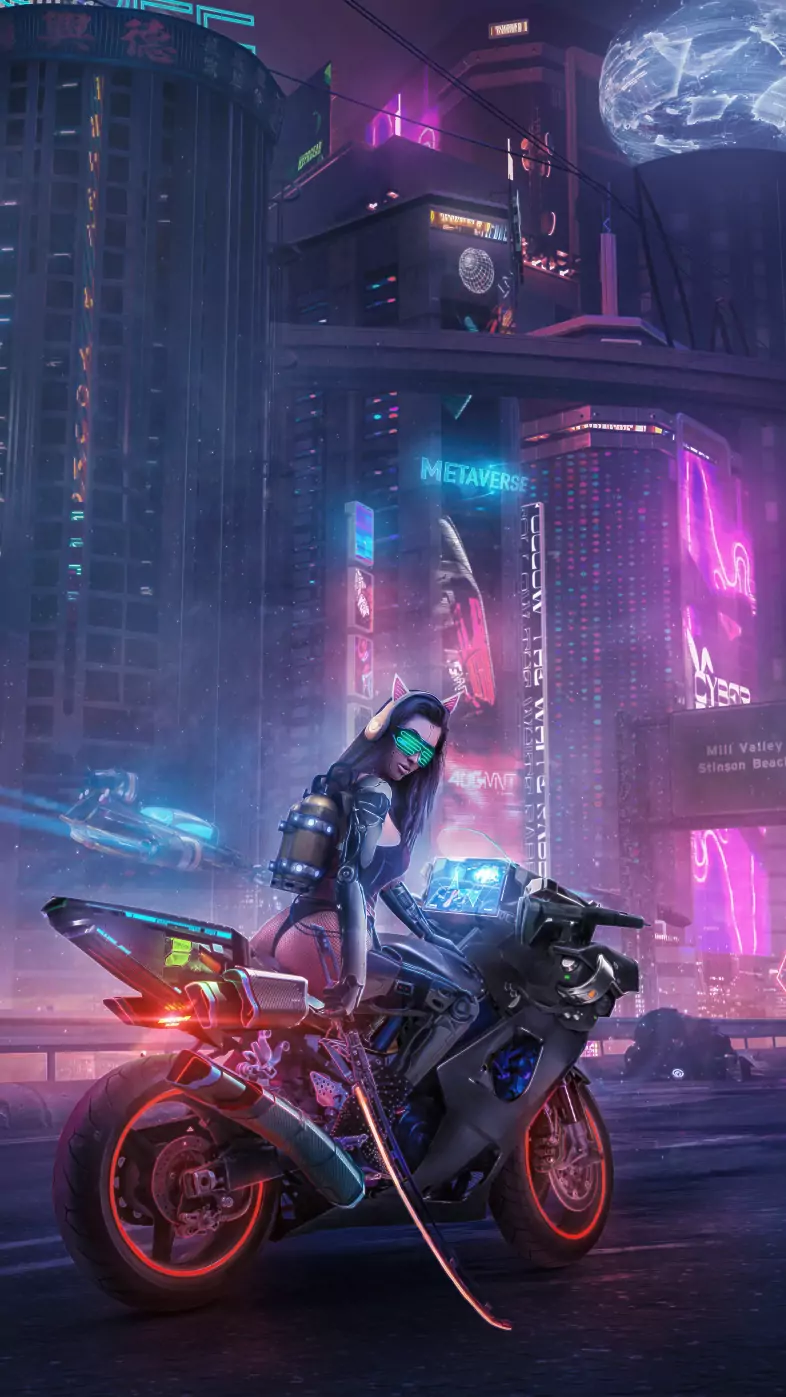 cyborg rider biker  wallpaper