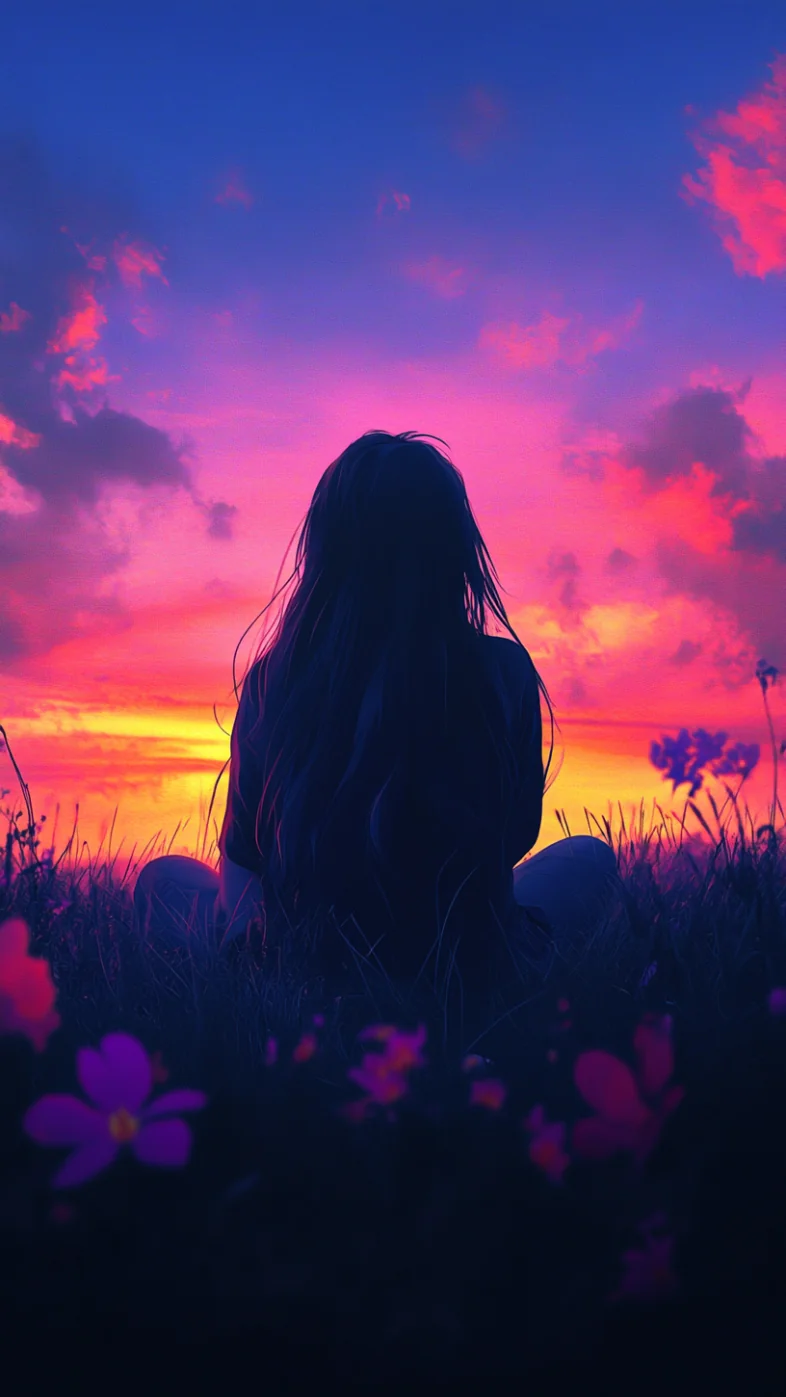 dark alone girl garden wallpaper