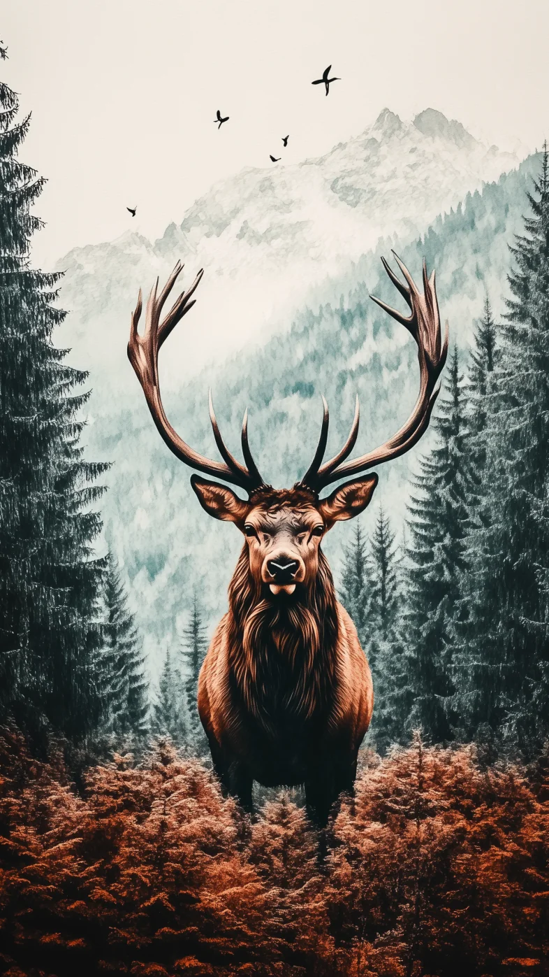 deer forest minimal wallpaper