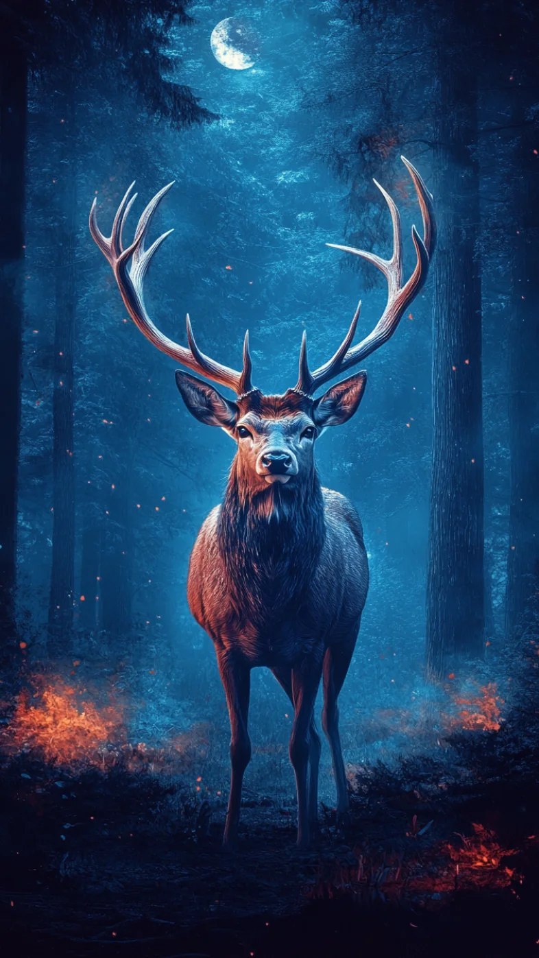 deer forest minimal wallpaper