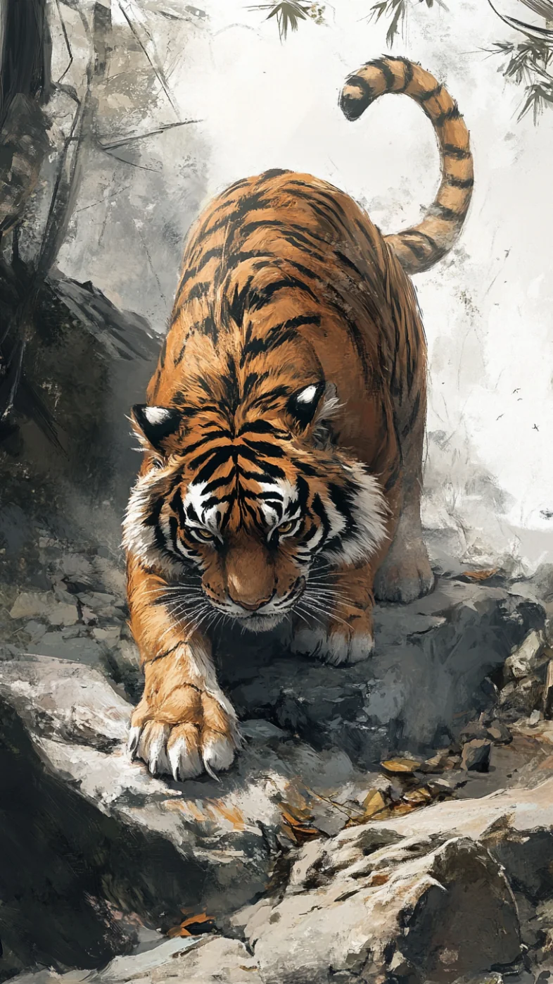 digital painting tiger japan wallpaper