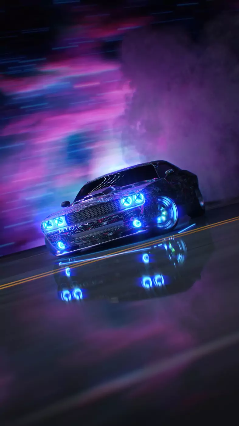 dodge challenger neon ride wallpaper