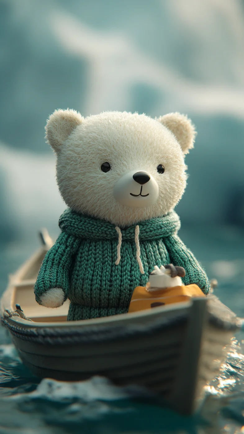 doll polar bear wears wallpaper