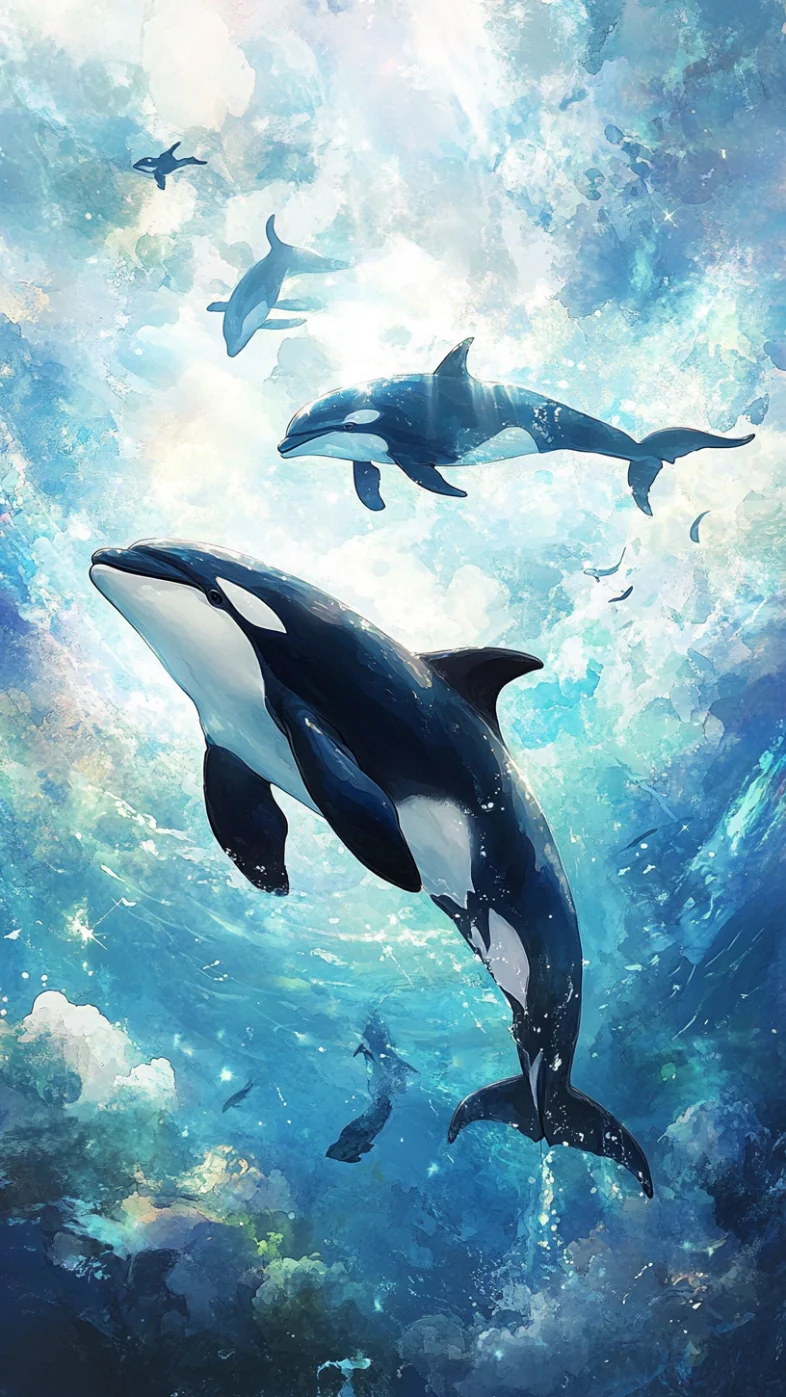 dolphins in water wallpaper