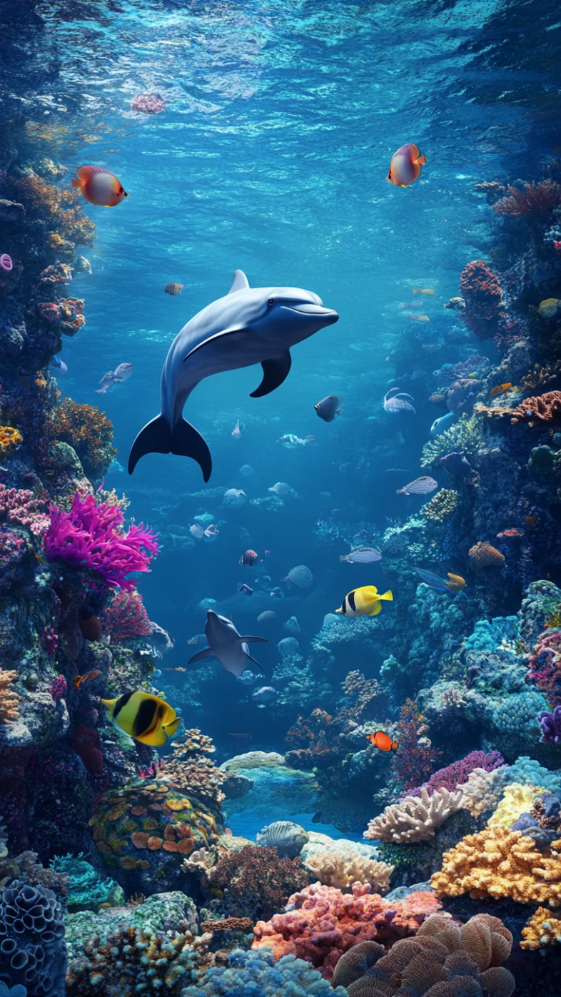 dolphins in water wallpaper