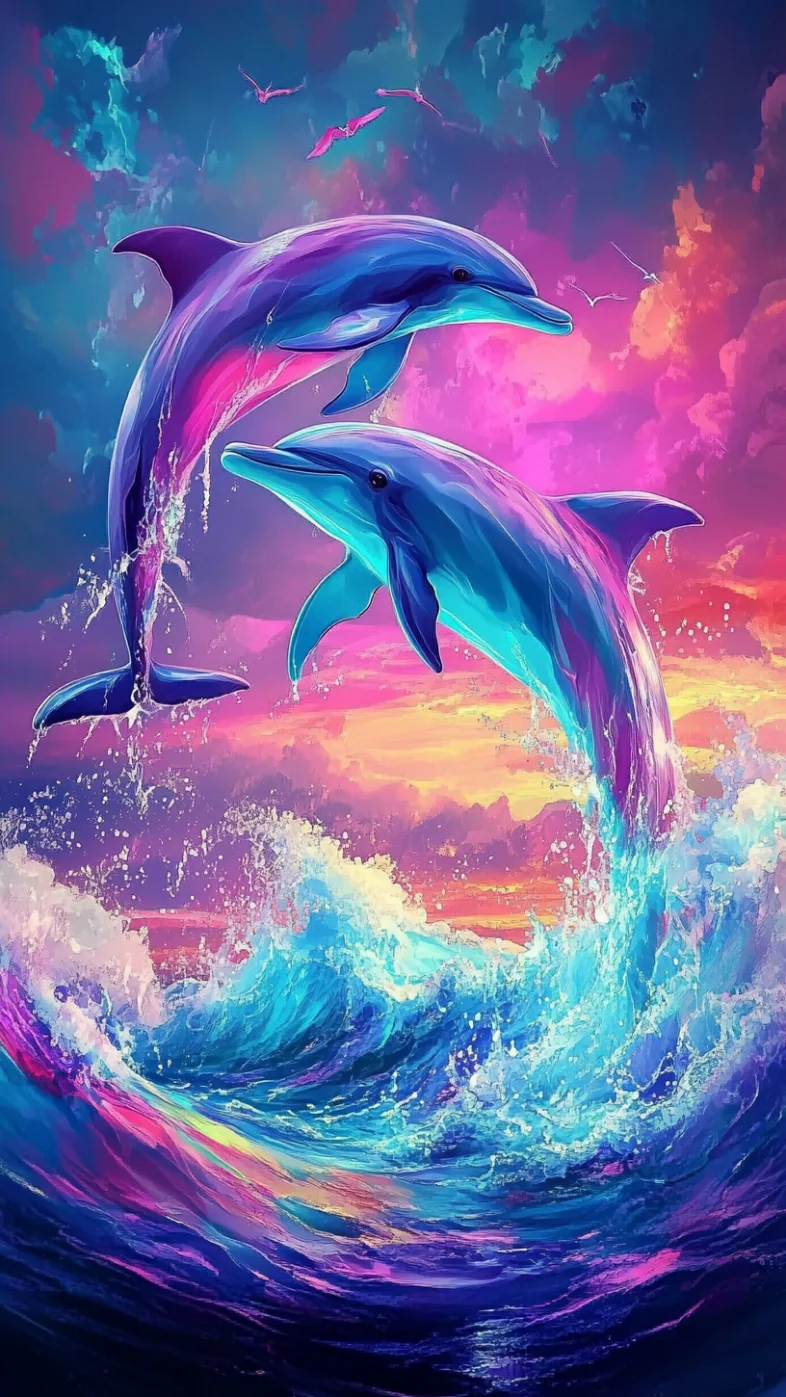 dolphins jumping wallpaper