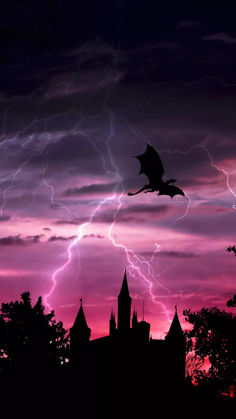 dragon in sky lightning wallpaper