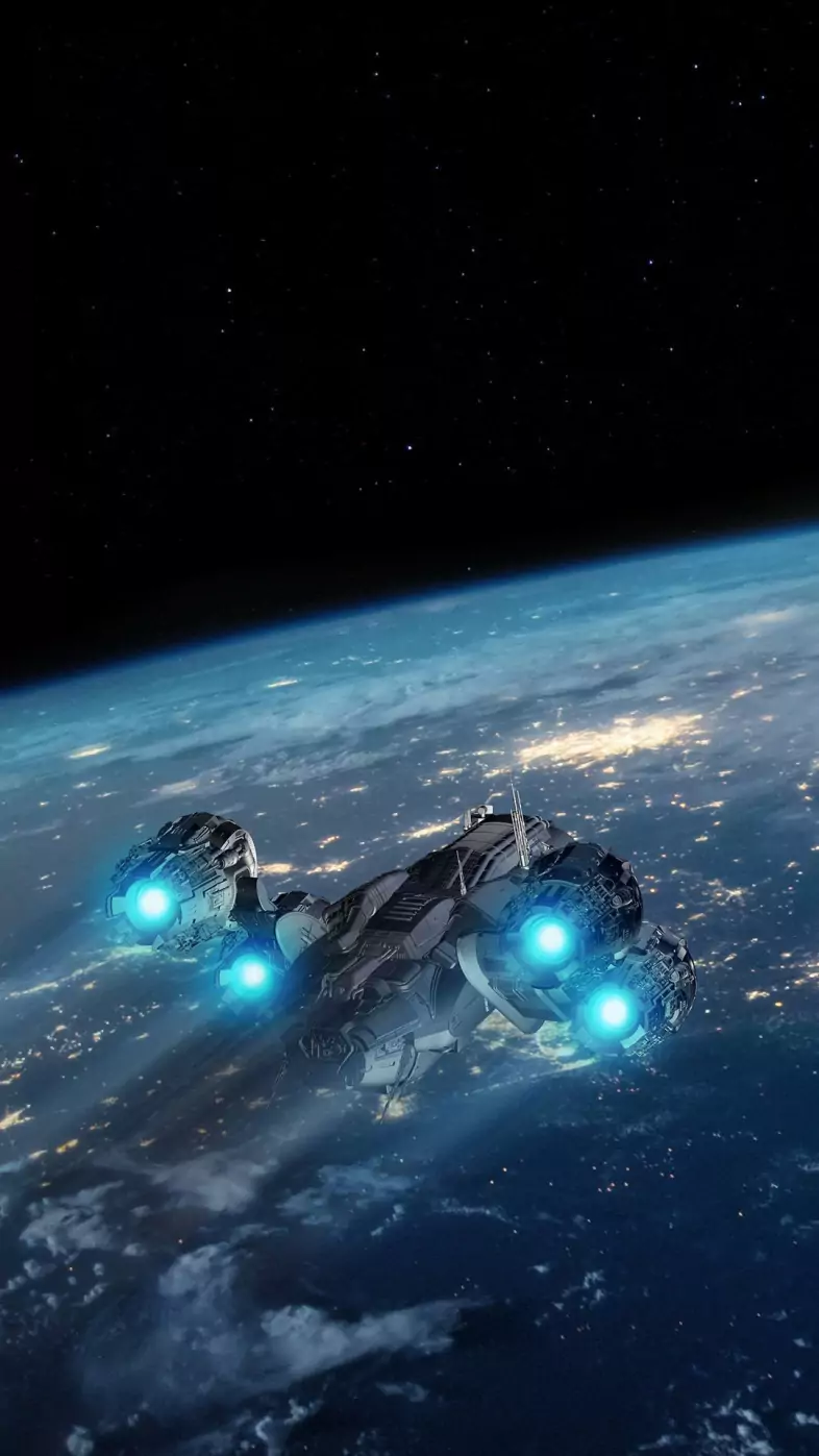 earth spaceship night wallpaper