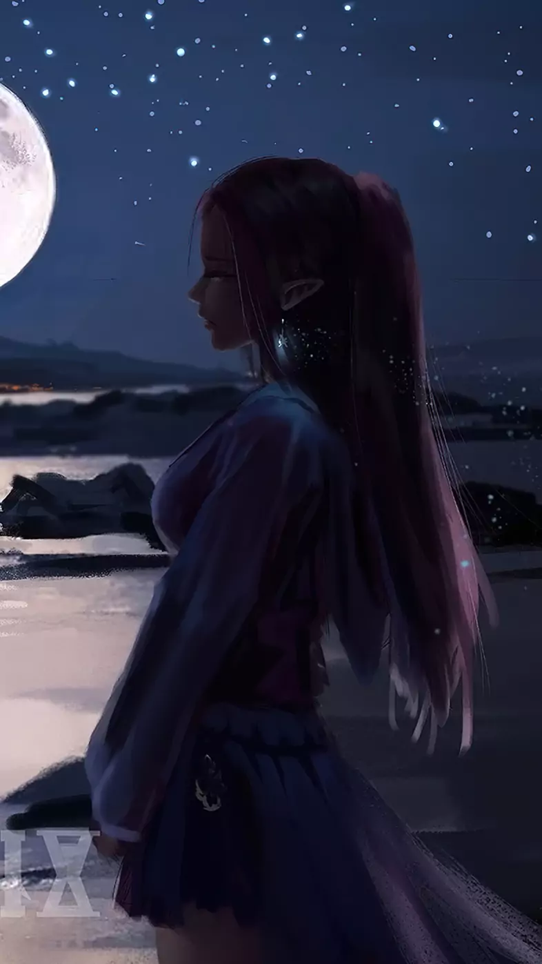 elf moonset river fantasy wallpaper